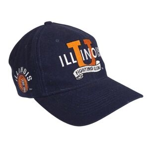 Vintage Illinois Fighting Illini Head Start Mens Navy Hat Snap Back Cap Blue Vtg